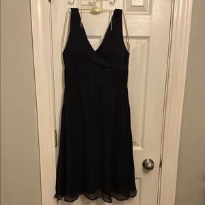 J. Crew Black 100% Silk V-Neck Midi Sundress